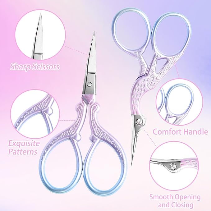 AQUEENLY Embroidery Scissors 2 Pcs Small Sewing Scissors Sharp Stainless Steel 3.6 Inches for Artwork, Crochet, Needlework, Threading, Pink