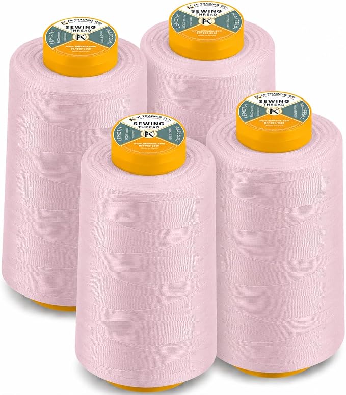 AK TRADING CO. 4-Pack Violet All Purpose Sewing Thread Cones (6000 Yards Each) of High Tensile Polyester Thread Spools for Sewing, Quilting, Serger Machines, Overlock, Merrow & Hand Embroidery