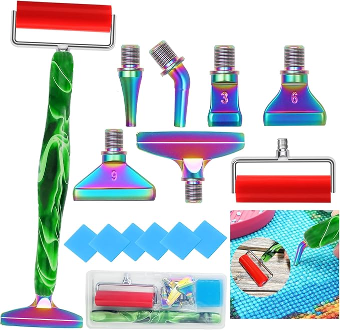 Diamond Art Pens Tools Diamond Painting Accessories Kits with Screw Metal Tip Roller Diamond Painting Pen Drill Bead Dot Pens for Art Craft Nail (Green Pen Color 6)