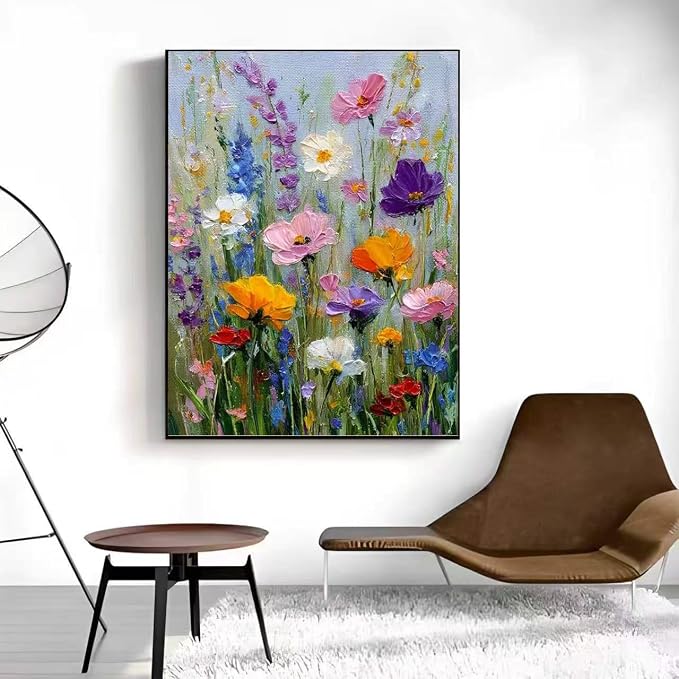 Wildflower Paint by Numbers Kit for Adults,Paint Canvas Wall Decor 16x20In | color by numbers for adults,Acrylic Watercolor Oil Colorful Home Decor