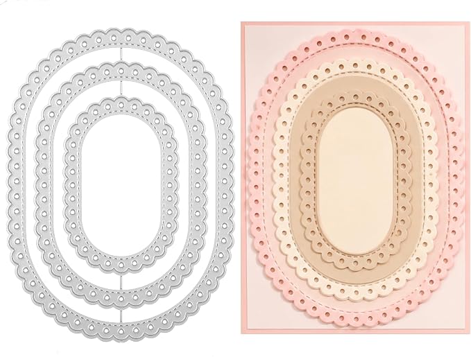 Oval Metal Die Cuts, Practical Die Cuts for Card Making 5.24x3.8In | Carbon Steel Cutting Die Stamps and Dies for Card Making DIY Crafts Scrapbooking