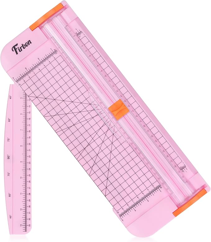 Firbon A4 Paper Cutter, 12 Inch Paper Trimmer with Extened Ruler, Pink