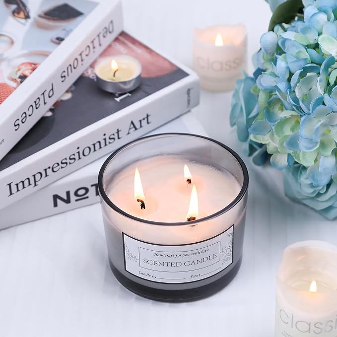 CONNOO 6 Pack 16oz Gray Wide Mouth Glass Candle Jars
