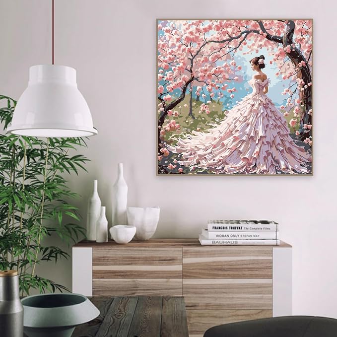 Paint by Numbers Kit for Adults Beginner, Cherry Blossom Beauty 16x20 In | Paint by Number for Beginner,Adult Paint by Number,HD Color Canvas,DIY Tool Kits,Stress Relief Craft,Great Gift,Without Frame