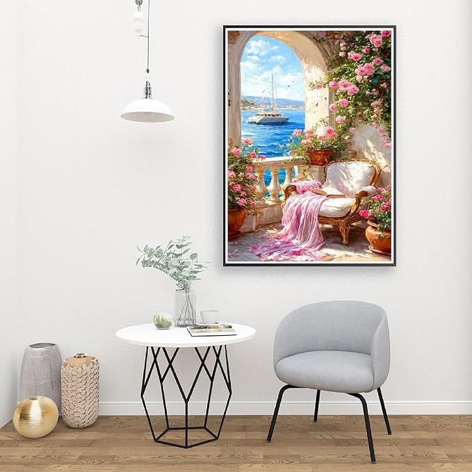YarnMate Scenery Paint by Numbers for Adults,Resting by Lake Paint by Number for Adults Beginner,Easy Acrylic Paint by Number on Canvas for Relax and Home Wall Decor 16X20 Inch (Without Frame)
