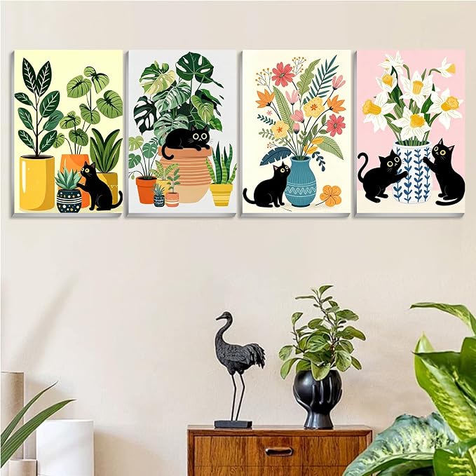 Cat Paint by Number for Adults, Paint by Numbers Kit for Adults 8x12 Inch