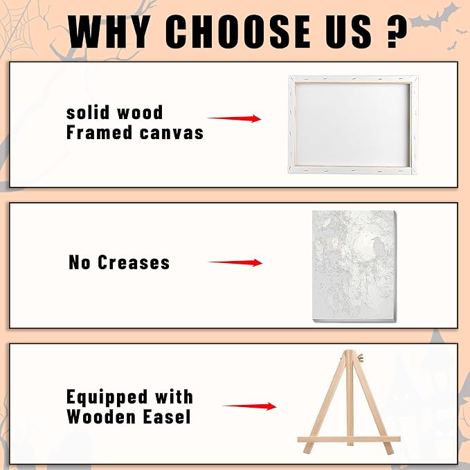 Ausanrl Gothic Framed Paint by Numbers Wooden Easel - Paint by Numbers Kit for Adults, Halloween Adult Paint by Number Kits on Canvas Framed, Gifts and Home Wall Decor 12x16inch