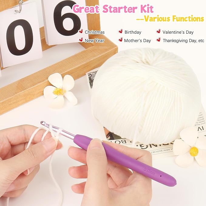 Katech Cotton Acrylic Blend Yarn for Crocheting-Crochet Yarn Set (White) | 55% Cotton 45% Acrylic#3 DK (Light)-Super Soft Milk Cotton Yarn-Great Crochet and Knitting Starter Kit for Colorful Craft