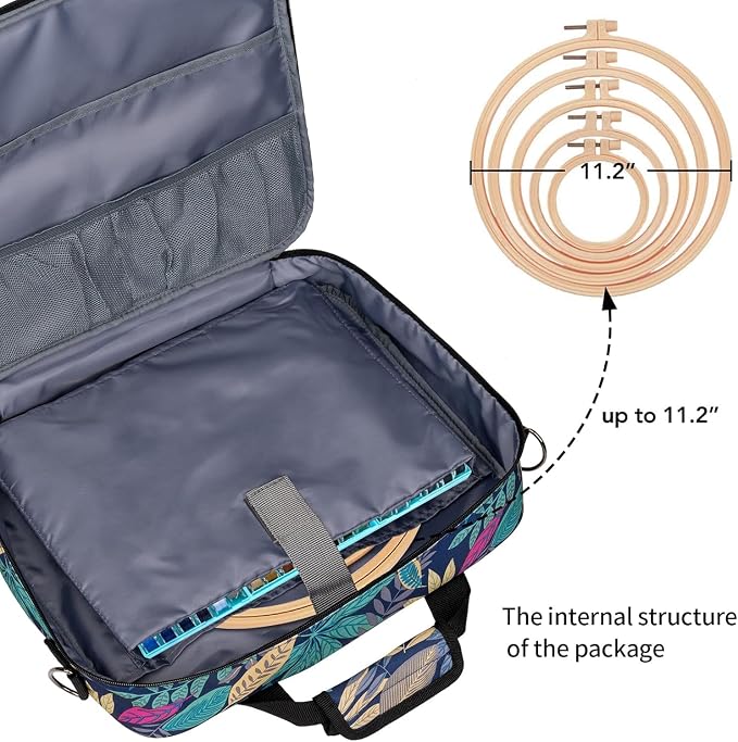 BAGLHER Cross Stitch & Embroidery Organizer Bag - Large Portable Project Storage with 3 Compartments, Travel Friendly Carrying Case for 11.2" Hoops, Threads, Supplies (Hawaii)