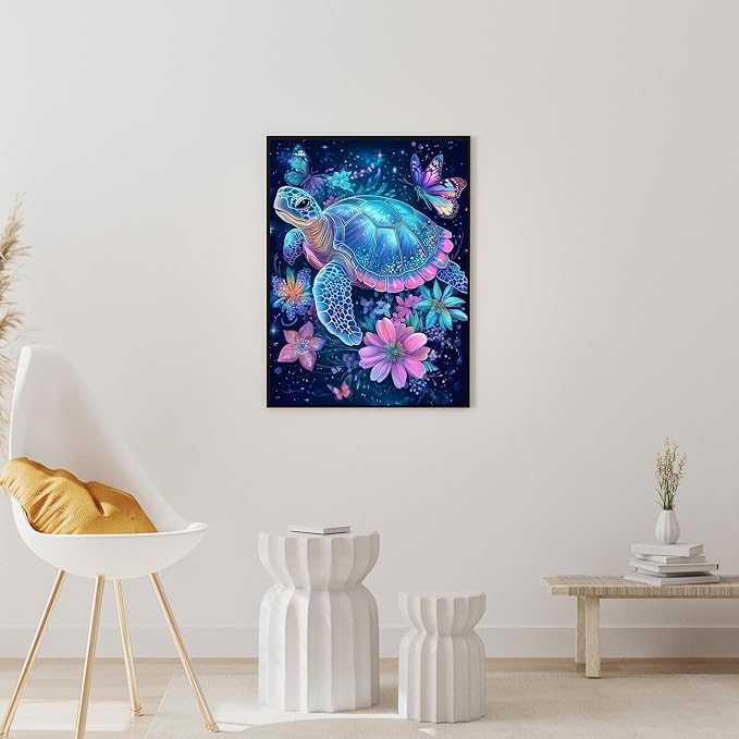 Yanfairy Turtle Diamond Art Painting Kits for Adults, Full Drill Diamond Dots Paintings for Beginners, Round 5D Paint with Diamonds Pictures Gem Art Painting Kits DIY Crafts Kits 12x16inch