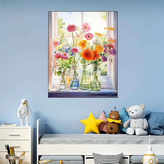 Arttoplus Flowers Paint by Numbers Kit for Adults Beginner 16x20 inch | Flower Adult Paint by Number Kits on Canvas, Flowers Diy Oil Painting by Number for Gift Home Wall Decor (Without Frame)