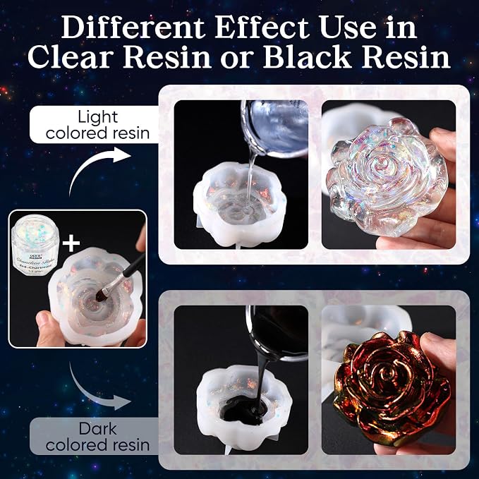 LET'S RESIN Opal Chameleon Flake, Transparent Glitter Flake for Epoxy Resin | 6 Colors Iridescent Color-Shift Pigment Powder for Resin Molds/Silicone Molds/Tumblers/Nail Art, Resin Supplies