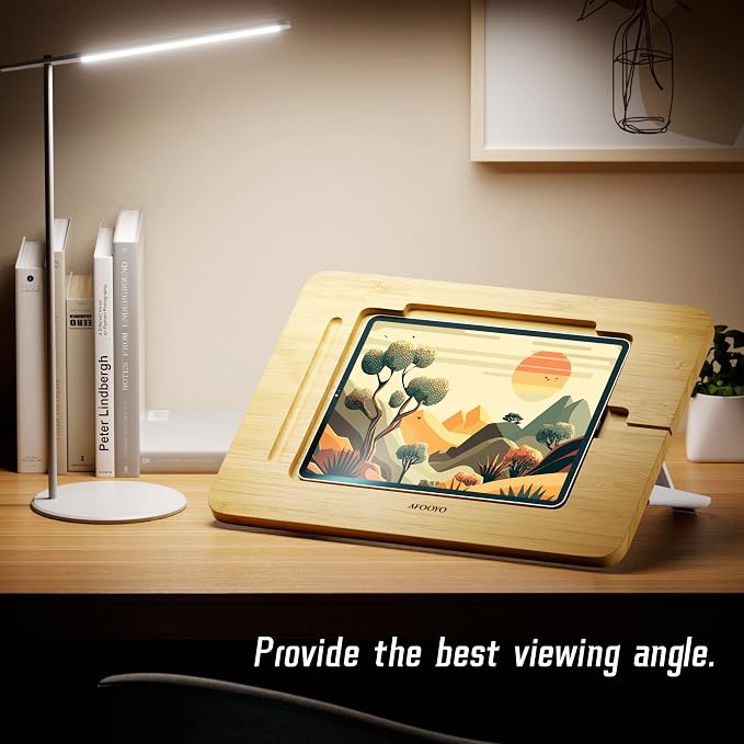 AFOOYO Bamboo Tablet Drawing Stand - Portable & Adjustable 5 Angles,Laptop Stands Riser, Book Reading Stand,Compatible with 9.7/10.2/10.5/10.9/11 inches
