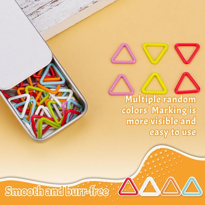 Jmuiiu Triangle Metal Stitch Markers, 50Pcs Metal Colorful Stitch Markers | Knitting Crocheting Clothing Tag Diy Craft Project with Storage Box