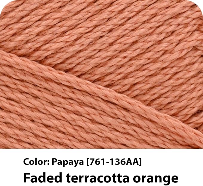 Lion Brand Yarn, 24/7 Cotton Yarn, Papaya, Orange, 1 Pack