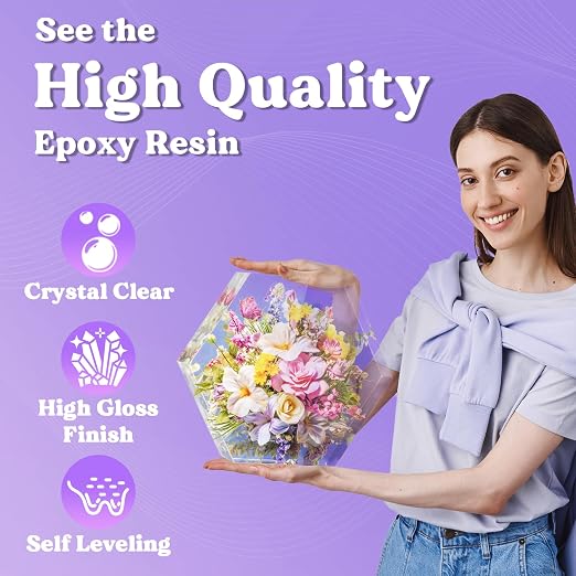 LET'S RESIN 1/2 Gallon Epoxy Resin,Crystal Clear Resin Epoxy Kit for Crafts | Bubble Free Casting Resin, 2 Part Resin and Hardener for DIY Art, Jewelry Making, Coasters, for Beginners & Pros
