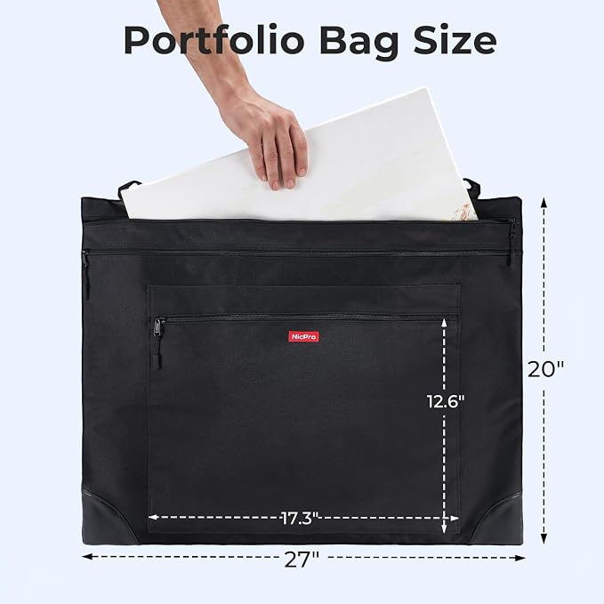 Nicpro Light Weight Art Portfolio Bag, 20" x 26" Art Canvas Portfolio Case