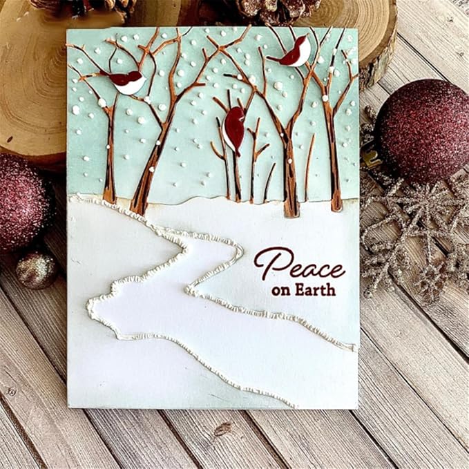 Cutting Dies 3D Background Frame Metal Stencils Scrapbooking Tools DIY Craft Carbon Steel Embossing Template for Paper Card Making Album Arts Supplies (Frame 13-Tree River11.1x14.3cm)