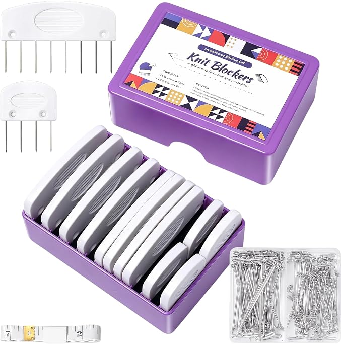 20PCS Knit Blocking Pins Kit, Knit Blocking Combs with 100 T Pins & Measuring Tape, Knitting Block Tool for Knitting, Crochet, Lace & Needlework Projects, Blocking Mats Compatible