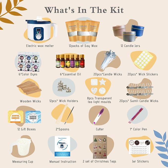 DIY Scented Candle Making Kit for Adults with Digital Wax Melting Pot
