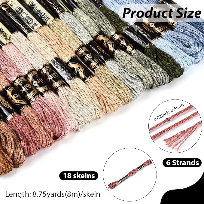 18 Skeins 157.5 Yards Variegated Cross Stitch Floss Colorful Friendship Bracelet String Gradient 6 Ply Polyester Embroidery Threads Bulk for Sewing Making Jewelry Needlecraft Knitting DIY