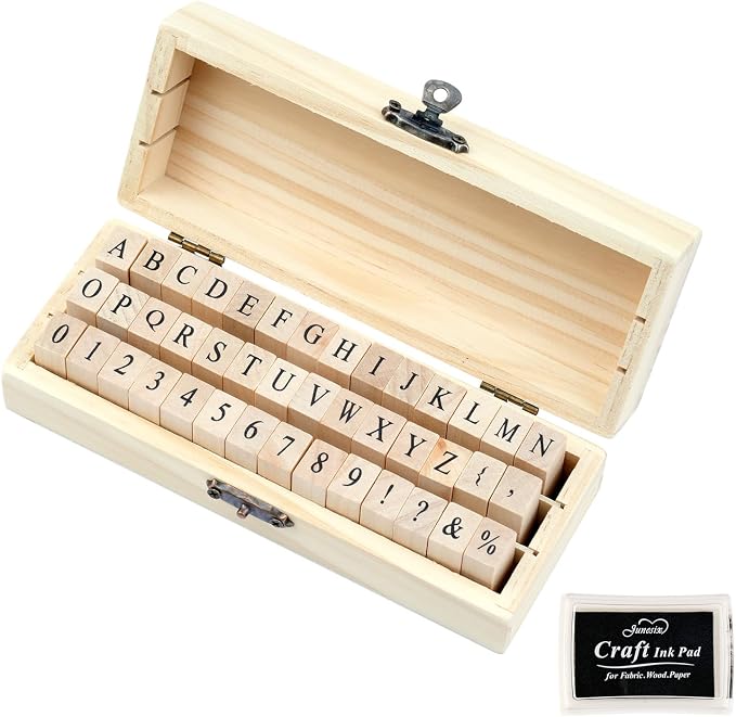 42 Pcs Letter Stamps, Rubber Alphabet Stamps for Scrapbooking | Small Wooden Scrapbooking Stamps Number and Symbol Stamp Set for DIY Crafts, Card Making, Scrapbook Supplies