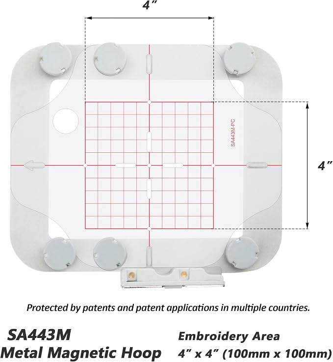 Sew Tech Magnetic Embroidery Hoop for Brother, 4x4in 100x100mm Round SA443 | Fits PE900 SE2000 PE800 PE780D PE770 PE700 SE2100 SE1950 SE1900 NS1250E NS2850D Brother; Baby Lock Bloom Accord Ellure