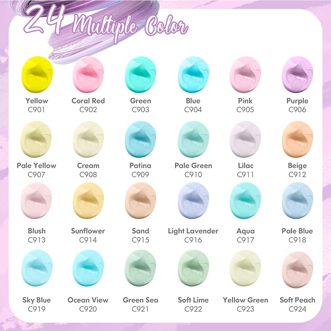 Caliart 24 Colors Pastel Acrylic Paint Set with 12 Brushes | Craft Painting kit for Adults Artists Beginners, Rich Pigment Non-toxic, Canvas Wood Rock Pumpkin Ceramic Art Supplies Paint