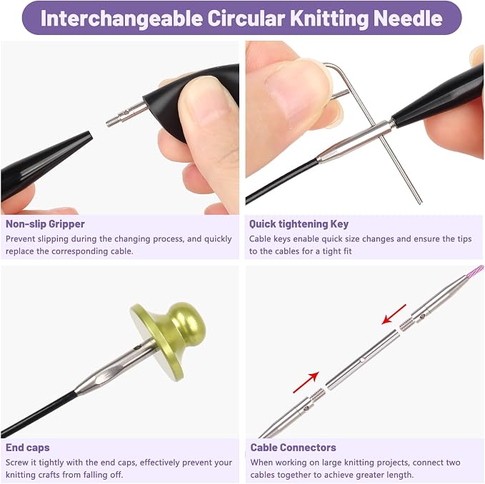 Katech Short Interchangeable Knitting Needles Set-Circular Knitting Needles