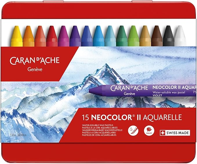 Caran d'Ache Classic Neocolor II Aquarelle, 15 Colors