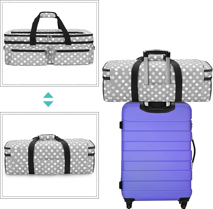 LUXJA Double-layer Bag for Cricut Explore Air (Air2) and Maker, Gray Dots