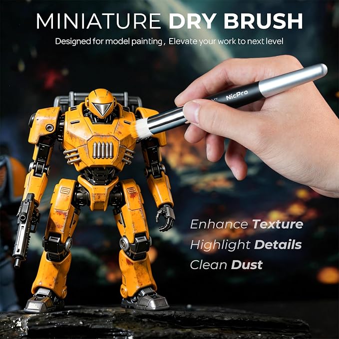 Nicpro Miniature Paint Brushes Drybrush - 21PCS Model Paint Brush Set | for Acrylic Oil Watercolor, Detail Paint Brush Dry Brush for Model, Miniature Painting, Paint by Numbers - with Container