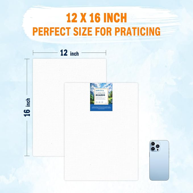 12x16 Canvas for Painting - Artist-Grade Blank Canvases Boards & Panels, Premium White Flat Canvas Bundle forAdults （6pack）