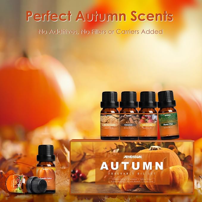 ARVIDSSON Autumn Fragrance Oil Set, Fall Essential Oils for Diffuser