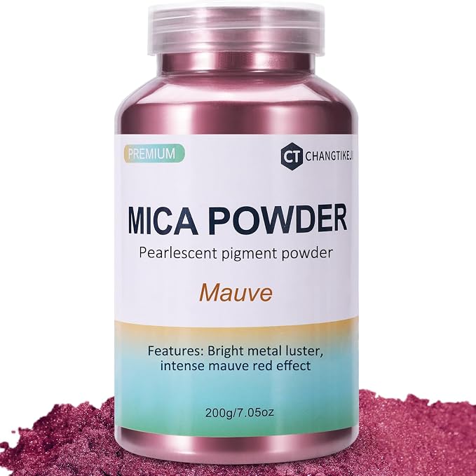 Mica Powder,200g/7.22oz Large Jar,Mauve Mica Powder Pigment for Epoxy Resin，Lip Gloss，Paint，Dye，Soap Making，Nail Polish,Candle Making,Bath Bombs