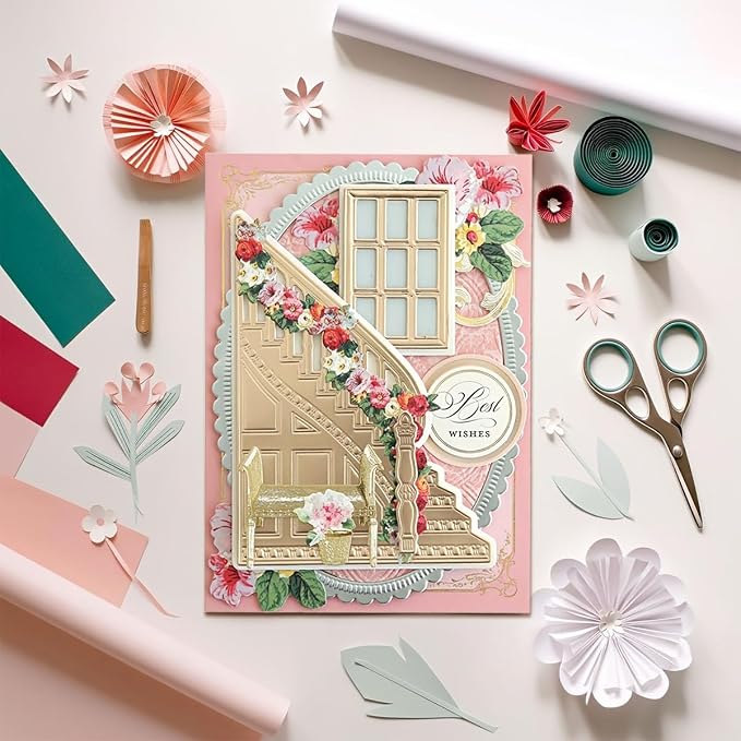 Lapoo 3D Backgrounds Frame Metal Cutting Die for Scrapbooking, New Cutting Dies DIY Album Card Making Decor Paper Craft Metal Die Cuts Party Wedding Decorations (Attic 6.5 x 4.3 in)