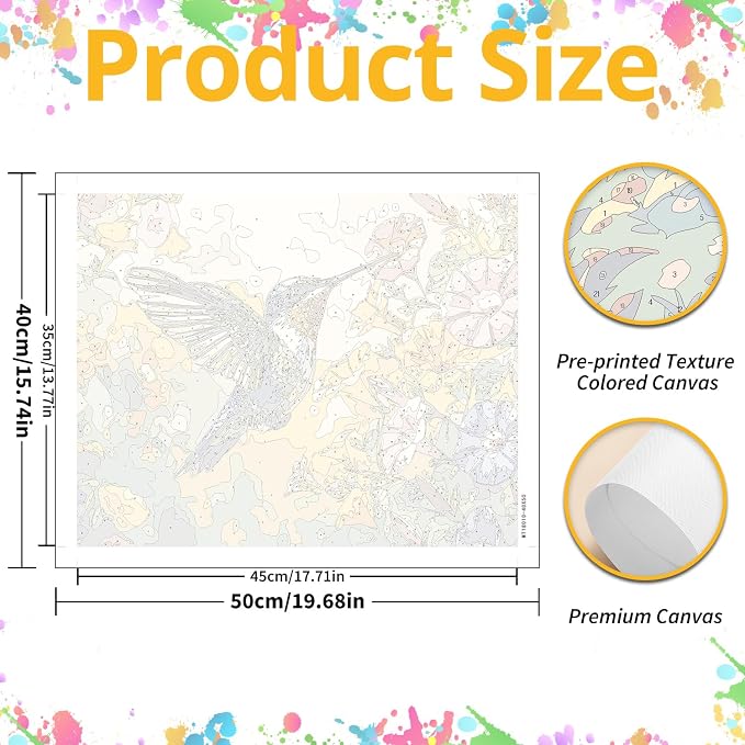 Hummingbird Paint by Numbers Kit for Adults, 16x20 inch | DIY Painting Kits Crafts for Adults, Relieve Stress, Gift, Home Wall Decor
