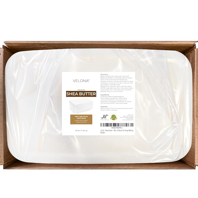 velona 25 lb - Shea Butter Soap Base, Melt & Pour, SLS/SLES Free