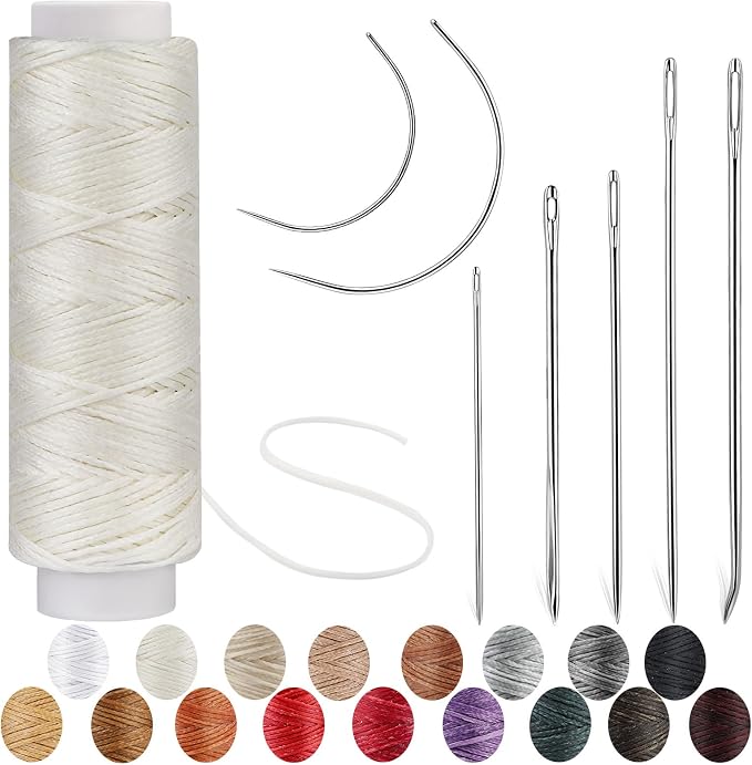 Waxed Thread, Upholstery Needle and Thread 32 Yards Cream