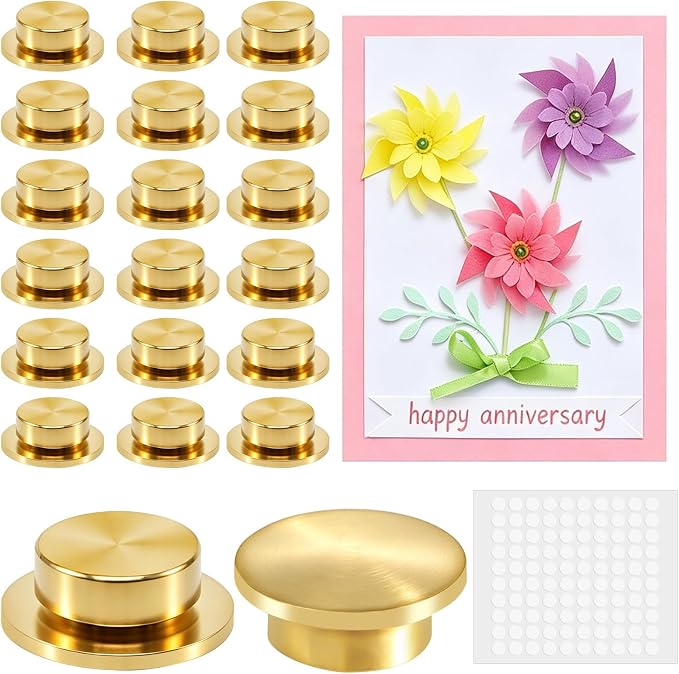 20Pcs Card Making Rotating Spinners Dies, 360° Smooth Spinners for DIY Paper Crafts Scrapbooking Jewelry Nail Art, Mini Metal Bearings for Greeting Cards, Gold 5x7x2.5mm