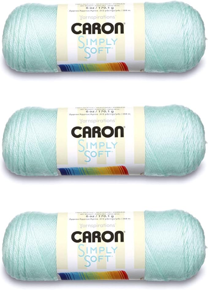 Caron Simply Soft Yarn for Crocheting & Knitting, Soft Green, 3-Pack | #4 Worsted Medium, Soft 100% Acrylic Yarn for Crochet, Knitting, Blankets and Crafts, 315 Yards, 170.1g/6oz per skein