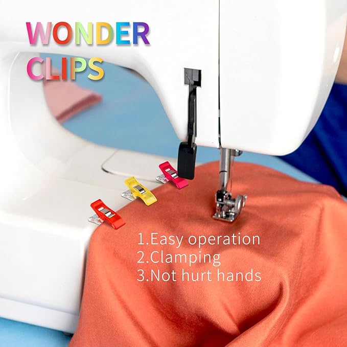 Multipurpose Sewing Clips Pack of 100, Perfect Alternative Quilting Pins | Premium Plastic Fabric Clips Sewing Supplies, Fit Any Chip Clips, Bag Binding for Food, Assorted Colors