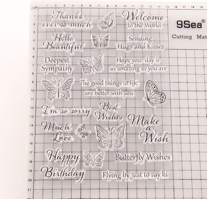 Words Clear Stamp Silicone Stamp Cards with Sentiments,Flowers,Butterfly,Greeting Words Pattern for Holiday Card Making Decoration and DIY Scrapbooking Album DIY Crafts