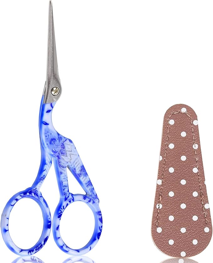 BIHRTC 4.5" Crochet Scissors Thread Snips with Protective Case | Stainless Steel Sharp Includes Leather Pouch for Crochet Hooks Thread Snipping Embroidery Sewing,Craft,DIY