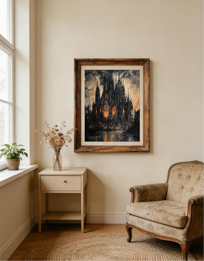 CraftBliss Paint by Numbers for Adults, Gothic Castle DIY Painting Kit, Dark Fantasy Wall Art with Pre-Printed Canvas & Acrylic Paints, Dark Academia Home Decor, 12 x 16 Inch