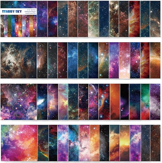Origami Paper 50 Sheets, 6-Inch Square Double Sided Colored Craft Paper | 70GSM colorful paper,50 Vivid Pattern Origami Kit,DIY Hand Crafts,Arts Creativity,Easy to Fold,No-Fading.Galaxy