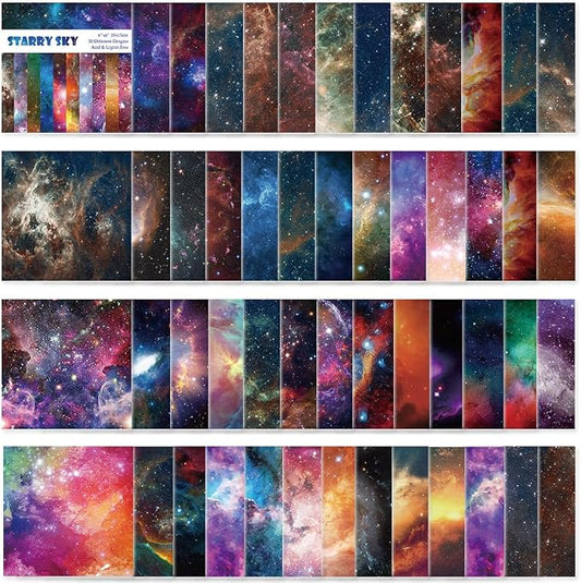Origami Paper 50 Sheets, 6-Inch Square Double Sided Colored Craft Paper | 70GSM colorful paper,50 Vivid Pattern Origami Kit,DIY Hand Crafts,Arts Creativity,Easy to Fold,No-Fading.Galaxy