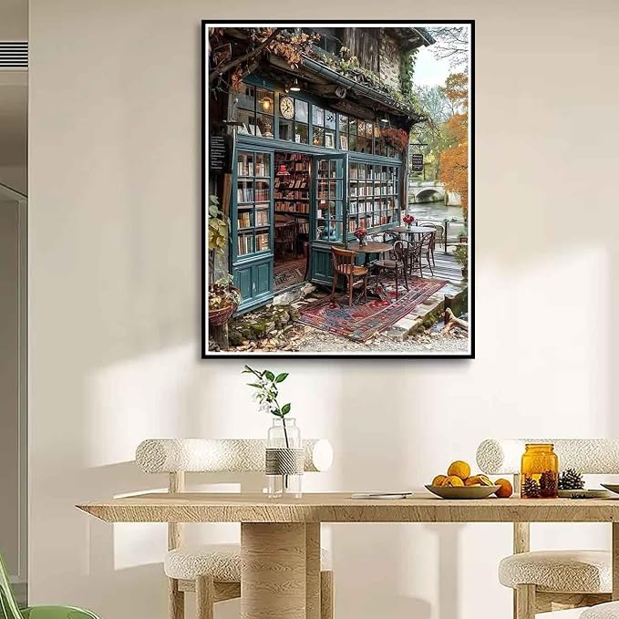 Yunruily Paint by Numbers Adults Bookshop-Paint by Numbers Kits for Adults,Paint by Numbers for Adult Canvas for Gifts Home Wall Decor(16x20inch)