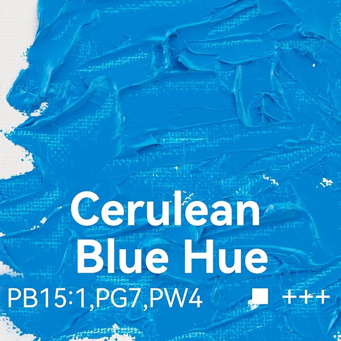 PHOENIX Cerulean Blue Hue Oil Paint - 200ml / 6.75 Fl oz | Single Large Tube Artist Quality, Oil Based, For Professionals