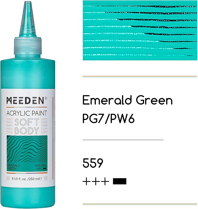 MEEDEN Soft Body Acrylic Paint: Emerald Green Matte Finish 250ml/8.45oz